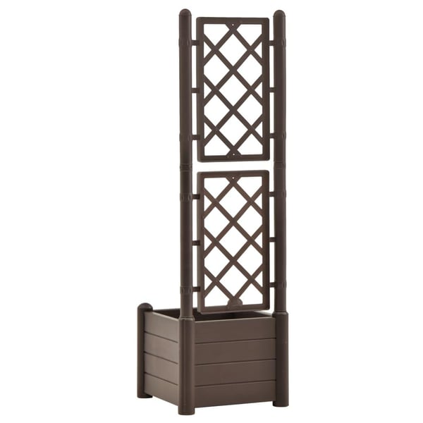 vidaXL Plantekasse med espalier 43x43x142 cm PP mocca