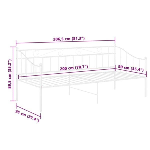 vidaXL Ramme til sovesofa hvit metall 90x200 cm
