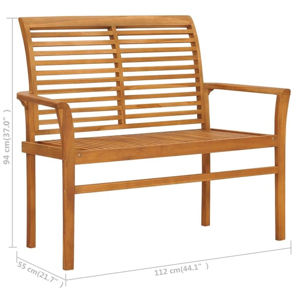 vidaXL Trädgårdsbänk med grön dyna 112 cm massiv teak