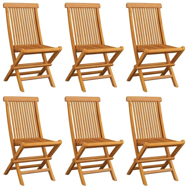 vidaXL havestole med beige hynder 6 stk. massivt teaktræ