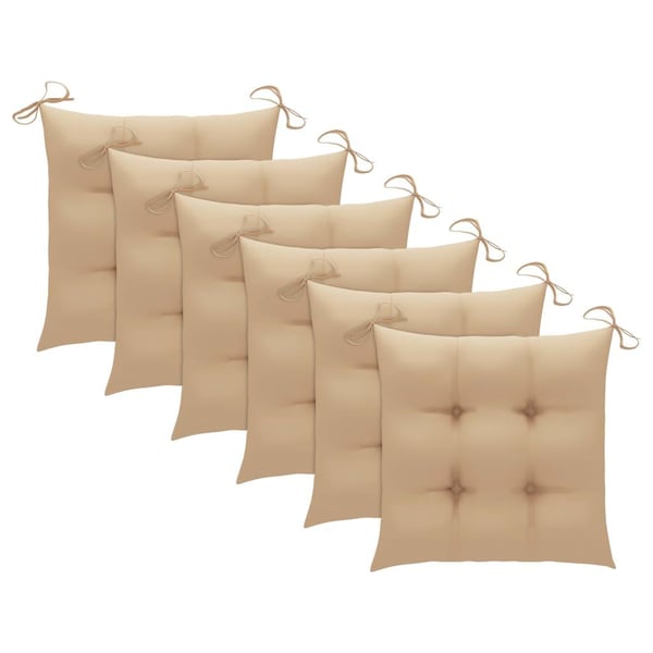 vidaXL Trädgårdsstolar med beige dynor 6 st massiv teak