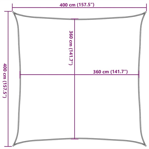 vidaXL Solseil 160 g/m² gråbrun 4x4 m HDPE