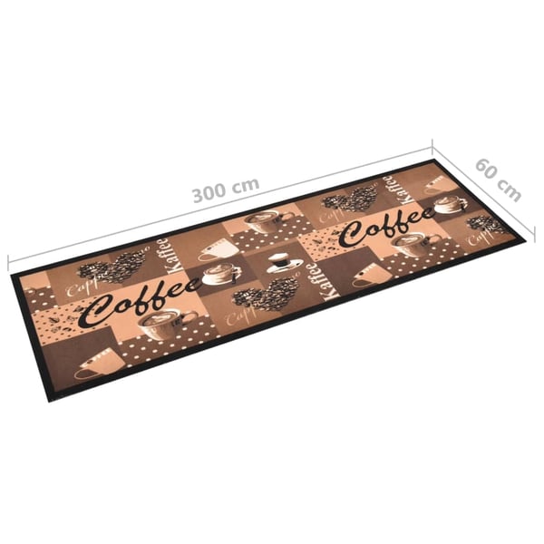 vidaXL Kjøkkenteppe vaskbart Coffee brun 60x300 cm