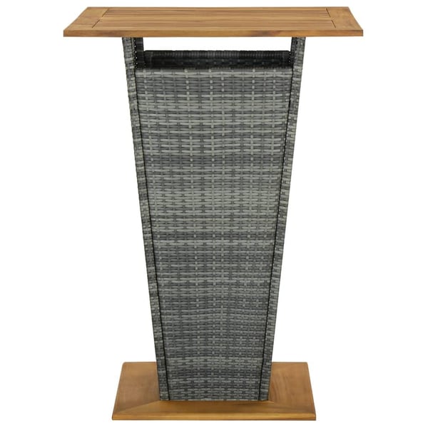 vidaXL Baaripöytä harmaa 80x80x110 cm polyrottinki ja täysi akaasiapuu