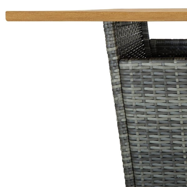 vidaXL Baaripöytä harmaa 80x80x110 cm polyrottinki ja täysi akaasiapuu