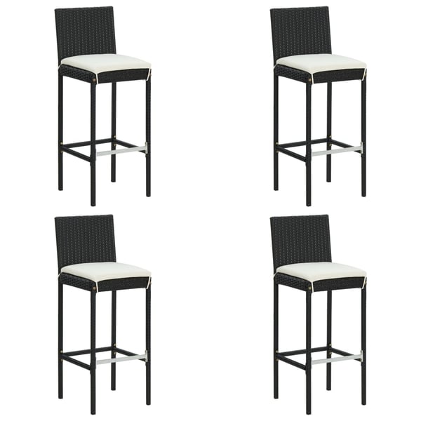 vidaXL udendørs barsæt 5 dele med hynder polyrattan sort