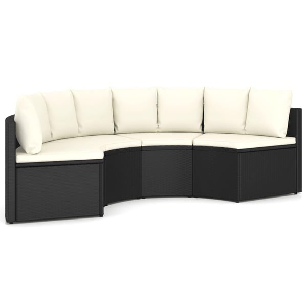 vidaXL sofasæt til haven 4 dele med hynder polyrattan sort