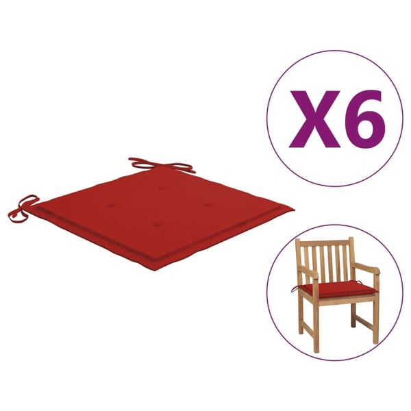 vidaXL hynder til havestol 6 stk. 50x50x3 cm oxfordstof rød