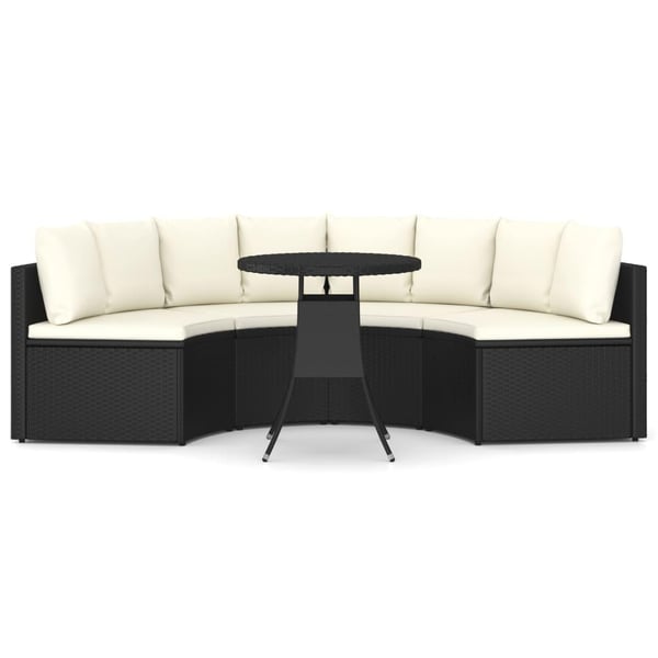 vidaXL sofasæt til haven 5 dele med hynder polyrattan sort