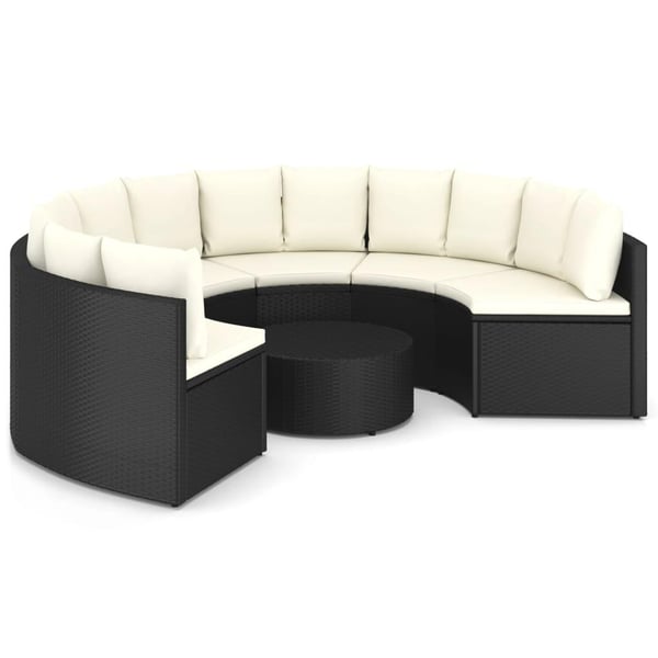 vidaXL sofasæt til haven 7 dele med hynder polyrattan sort