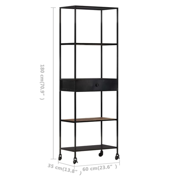 vidaXL bogreol 60x35x180 cm ru mangotræ og jern