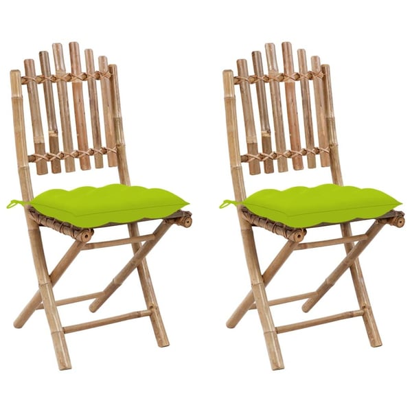 vidaXL foldbare havestole 2 stk. med hynder bambus