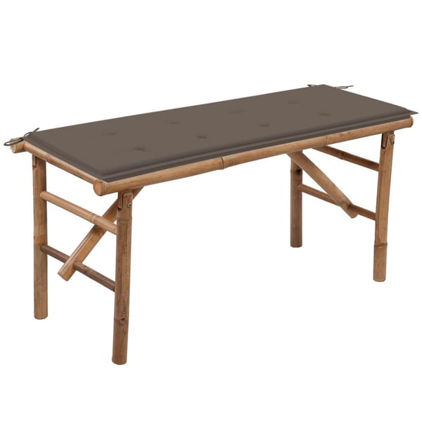 vidaXL foldbar havebænk med hynde 118 cm bambus