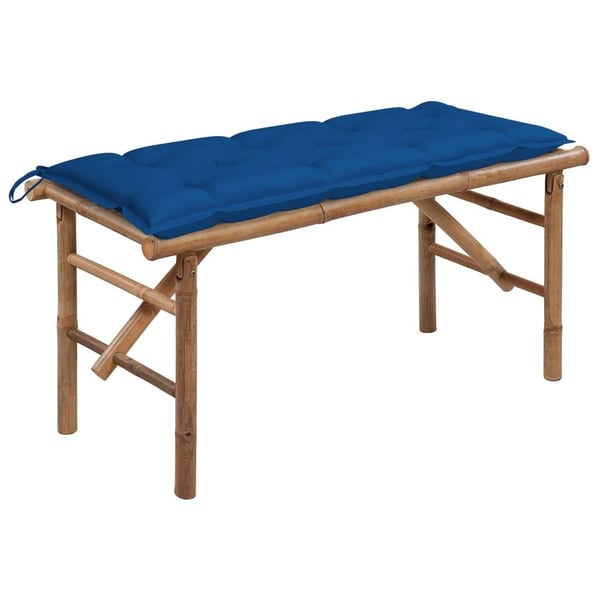 vidaXL foldbar havebænk med hynde 118 cm bambus