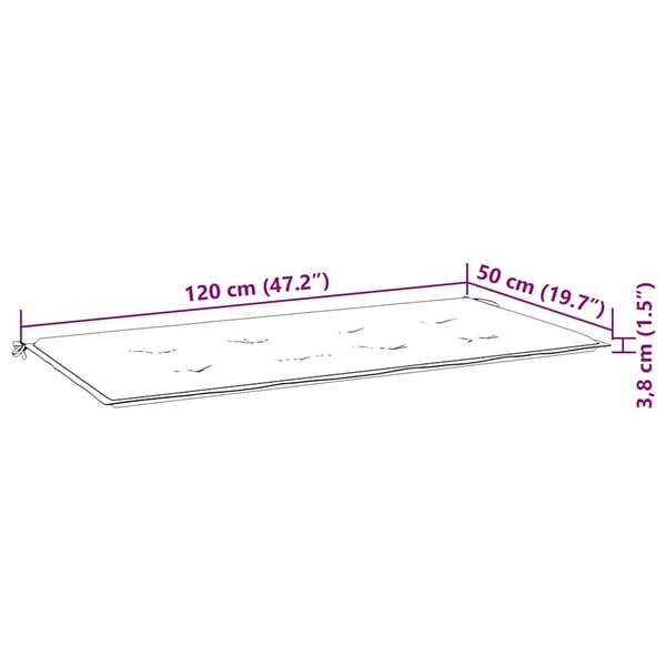 vidaXL foldbar havebænk med hynde 118 cm bambus