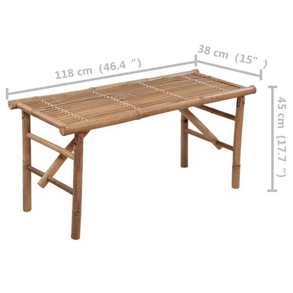 vidaXL Hopfällbar trädgårdsbänk med dyna 118 cm bambu