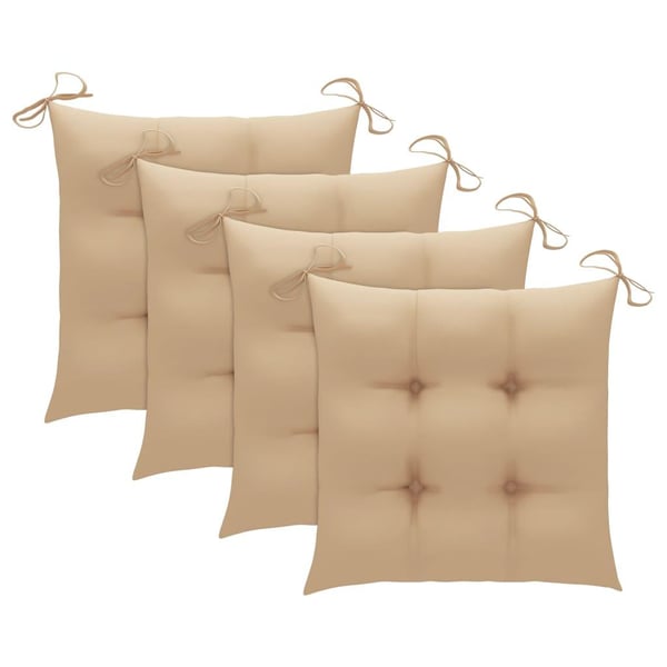 vidaXL havestole med beige hynder 4 stk. massivt teaktræ