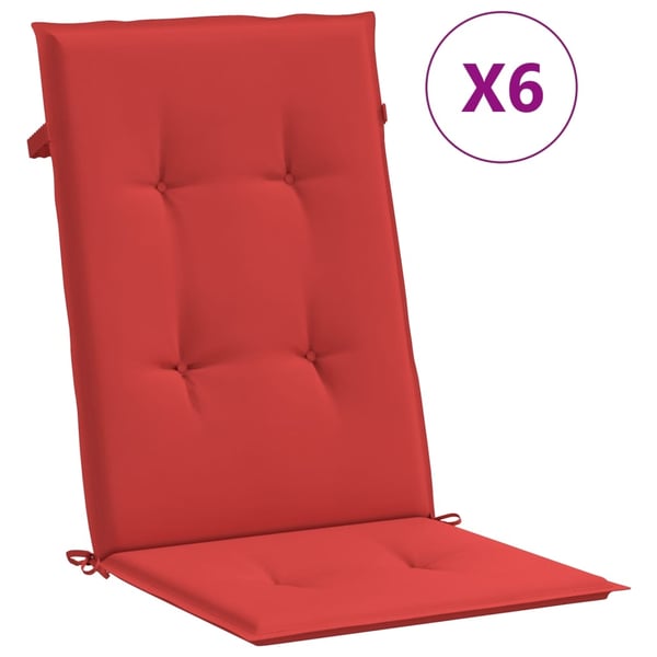 vidaXL stolehynder m. høj ryg 6 stk. 120x50x3 cm stof rød
