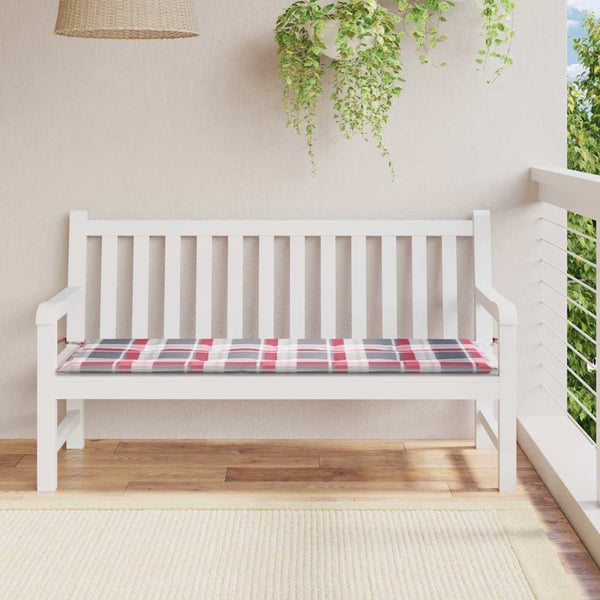 vidaXL hynde til havebænk 150x50x3 cm oxfordstof ternet rød