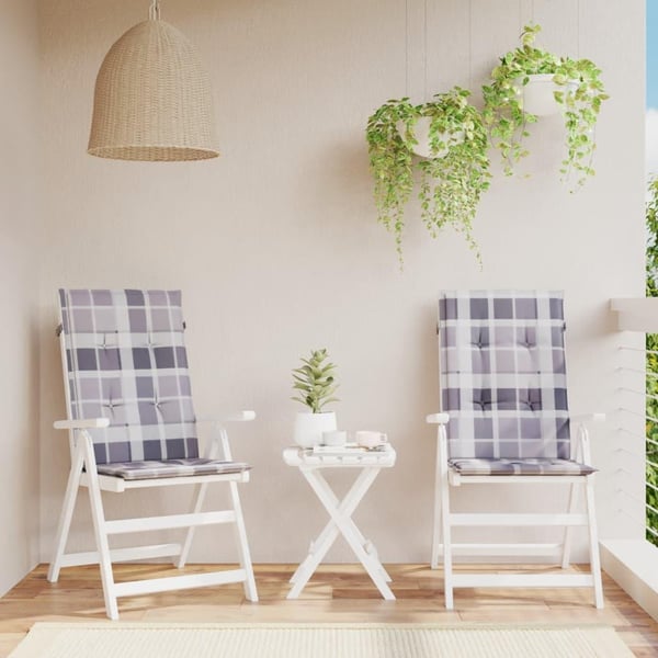 vidaXL stolehynder m. høj ryg 2 stk. 120x50x3 cm stof gråternet
