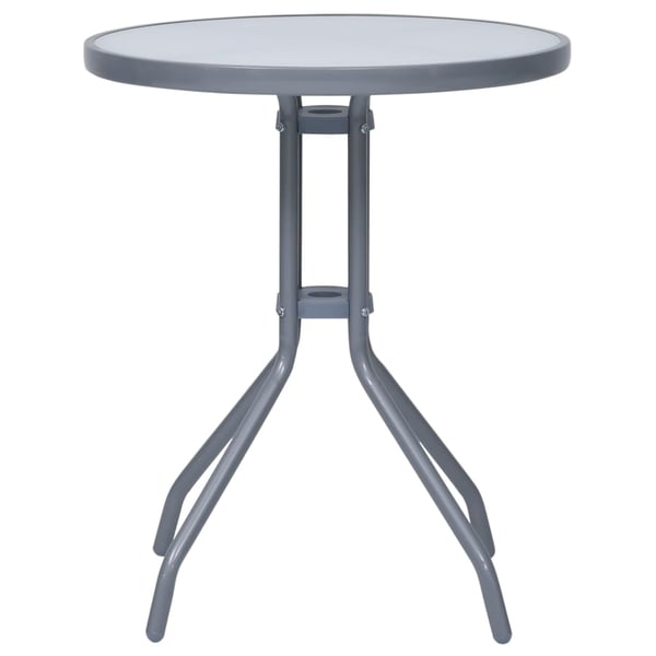 vidaXL Hagebord lysegrå 60 cm stål og glass