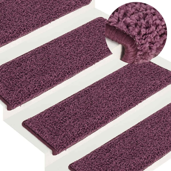 vidaXL Trappematter 15 stk 65x21x4 cm mørk lilla rektangulær kant