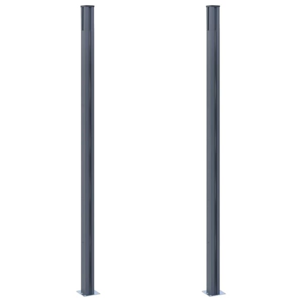 vidaXL Gjerdestolper 2 stk mørkegrå 185 cm aluminium