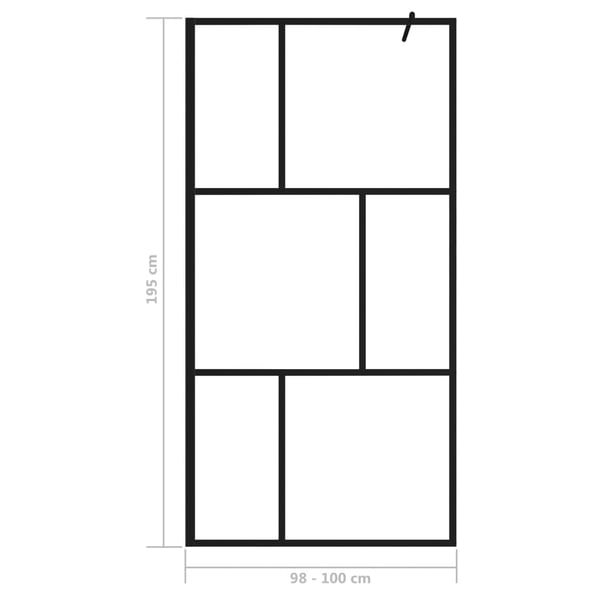 vidaXL Dusjvegg med herdet glass svart 100x195 cm