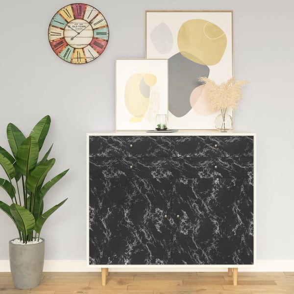 vidaXL Selvklebende folie til møbler svart stein 500x90 cm PVC