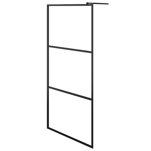 vidaXL Dusjvegg med klart ESG-glass svart 100x195 cm