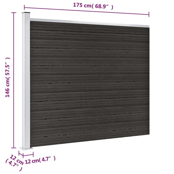vidaXL Aitapaneeli WPC 175x146 cm harmaa