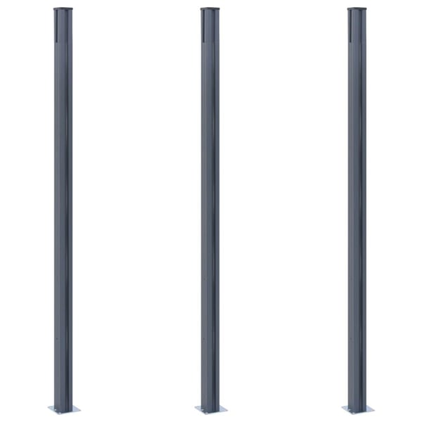 vidaXL Gjerdestolper 3 stk mørkegrå 185 cm aluminium