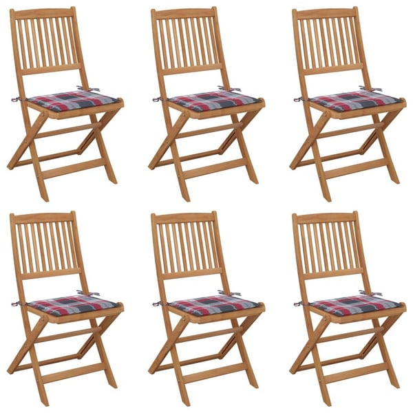 vidaXL foldbare havestole 6 stk. med hynder massivt akacietræ