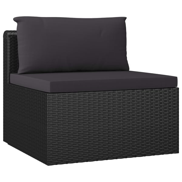vidaXL loungesæt til haven 9 dele med hynder polyrattan sort