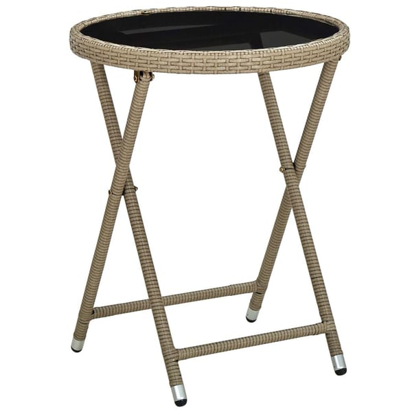 vidaXL tebord 60 cm polyrattan og hærdet glas beige
