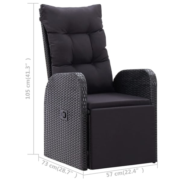 vidaXL Matgrupp för trädgården 7 delar svart