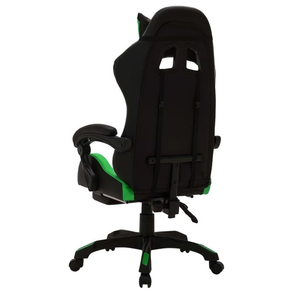 vidaXL gamingstol m. LED-lys RGB-farver kunstlæder grøn og sort