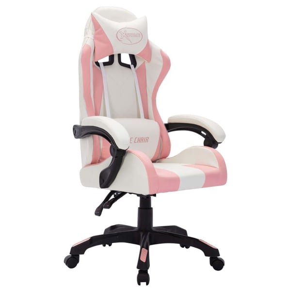 vidaXL gamingstol med LED-lys RGB-farver kunstlæder pink og sort
