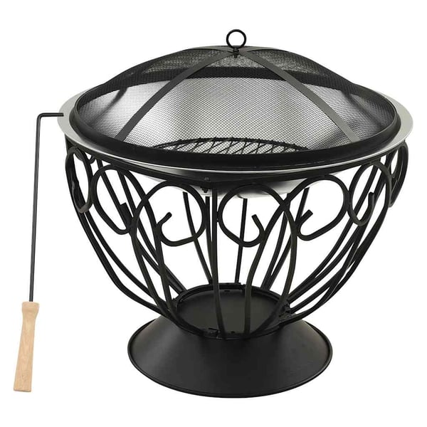 vidaXL 2-i-1 Bålfat og grill med ildrake 59x59x60 cm rustfritt stål