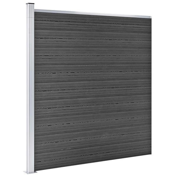 vidaXL hegnspanelsæt 619x(105-186) cm WPC sort
