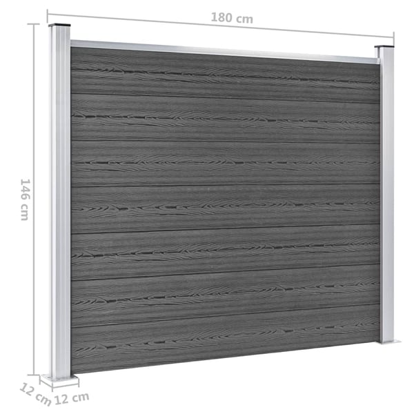 vidaXL Aitapaneelisarja WPC 353x146 cm musta
