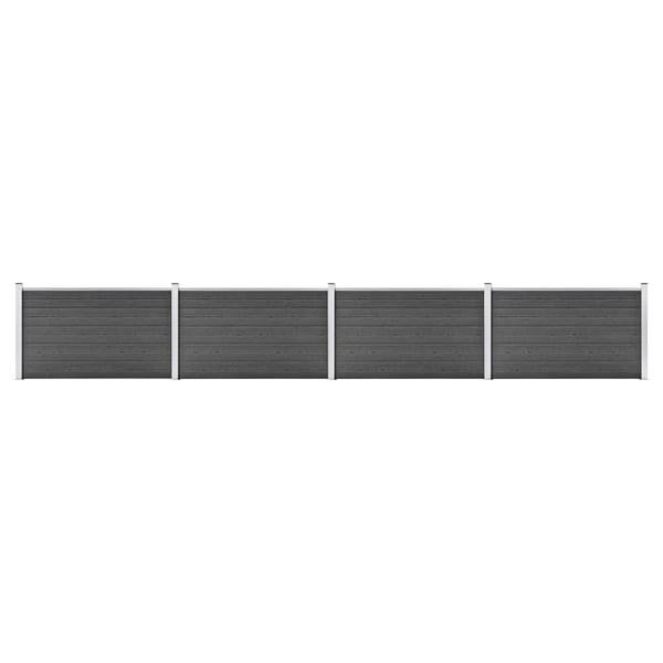 vidaXL Gjerdepanelsett WPC 699x105 cm svart
