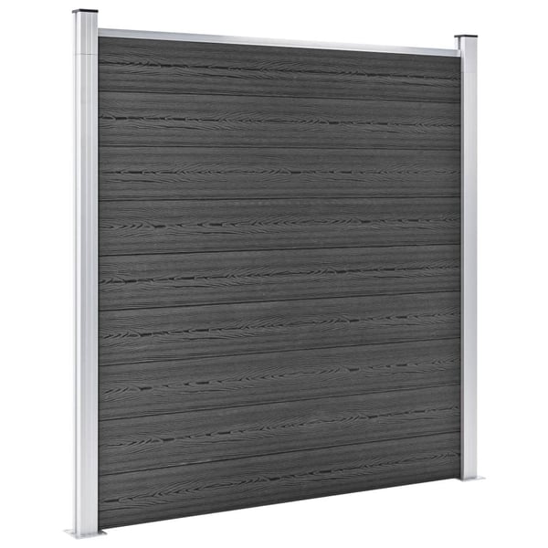 vidaXL Gjerdepanelsett WPC 1484x(105-186) cm svart