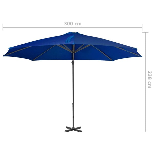 vidaXL hængeparasol 250x250 cm aluminiumsstang azurblå