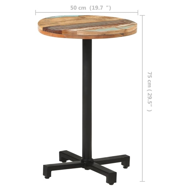 vidaXL Bistrobord rundt Ø50x75 cm gjenvunnet heltre