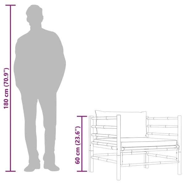 vidaXL havesofa med cremehvide hynder bambus