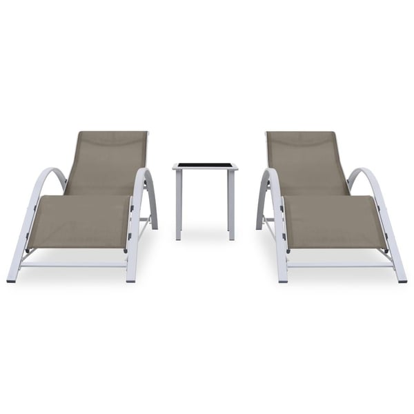 vidaXL Solsenger 2 stk med bord aluminium gråbrun
