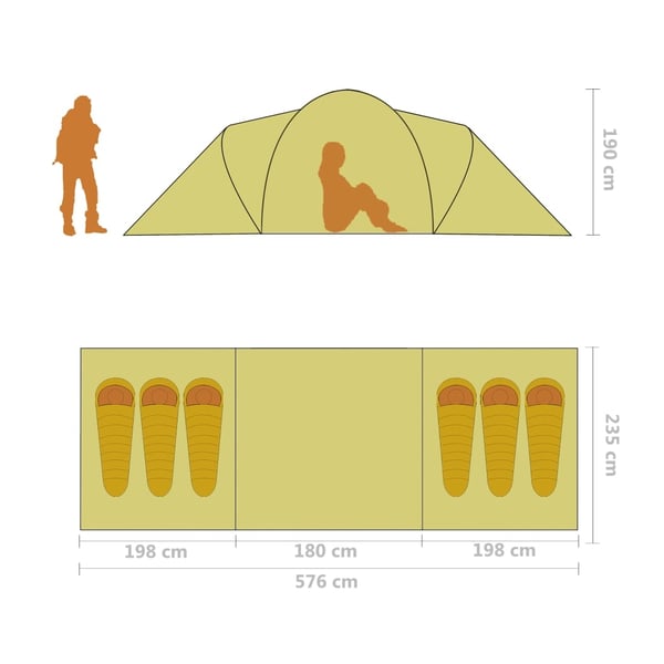 vidaXL Campingtelt 6 personer grå og oransje