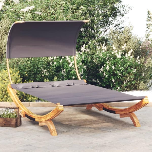 vidaXL loungeseng med baldakin 165x203x126 cm bøjet træ antracitgrå