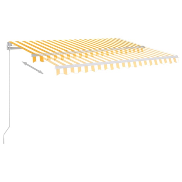 vidaXL Manuell uttrekkbar markise med LED 300x250 cm gul og hvit